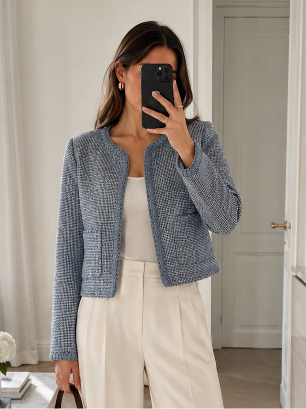 rag & bone Chloe Blue Tweed Jacket Blazer Size 4 NWT